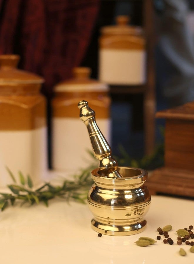 دي أم آي مجموعة ملاط ومدقة نحاسية من DMI (خلباتا/أوخلي/إمام داستا) - مطحنة مطبخ تقليدية - قطر 3 بوصات - Image 2